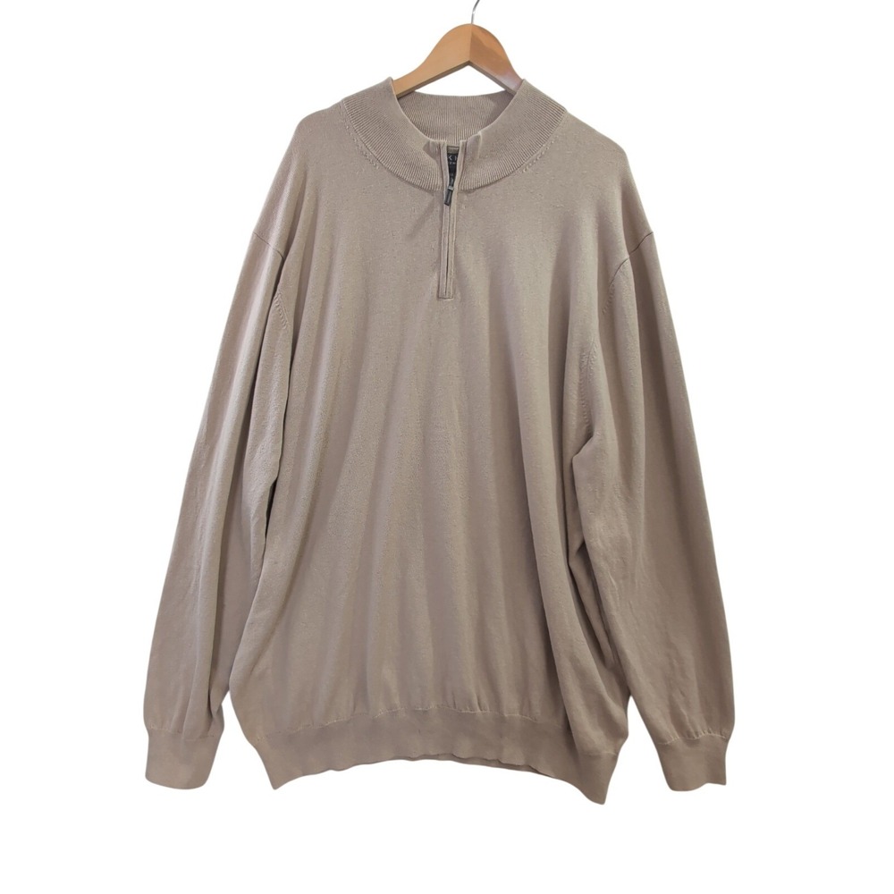 Oak Hill 1/4 Zip Pullover Sweater Mens 3XLT Tan Long Sleeve Business Casual